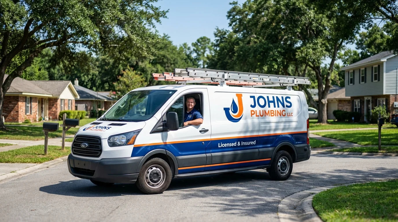 Johns Plumbing LLC service van in Perryville, AR