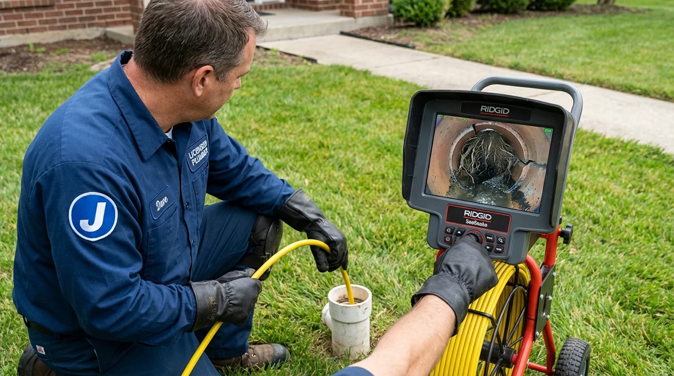 Sewer camera inspection being performed by Johns Plumbing LLC in Perryville