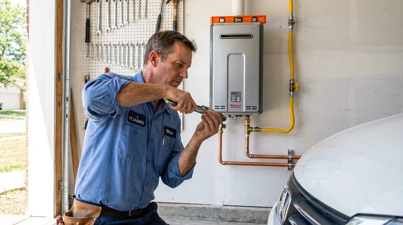 Tankless water heater installation by a Johns Plumbing LLC plumber in Perryville